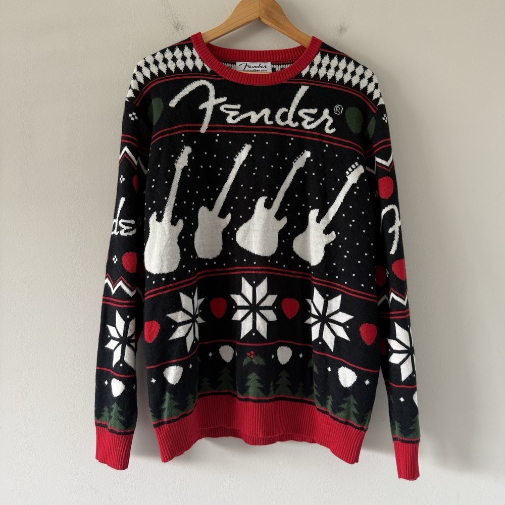 Fender Guitars Ugly Sweater Mens Large Christmas Holiday Party Knit Outdoor